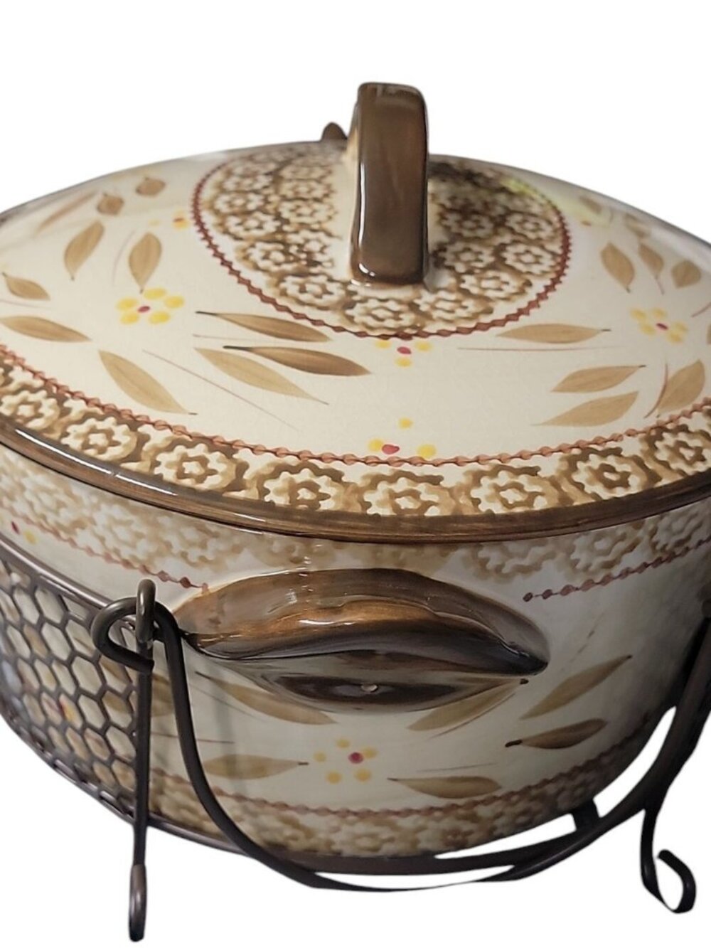 Temptations By Tara Old World Baking Dish Brown Hen w/Lid & Rack 2.5qt KFI722033 - Picture 6 of 16